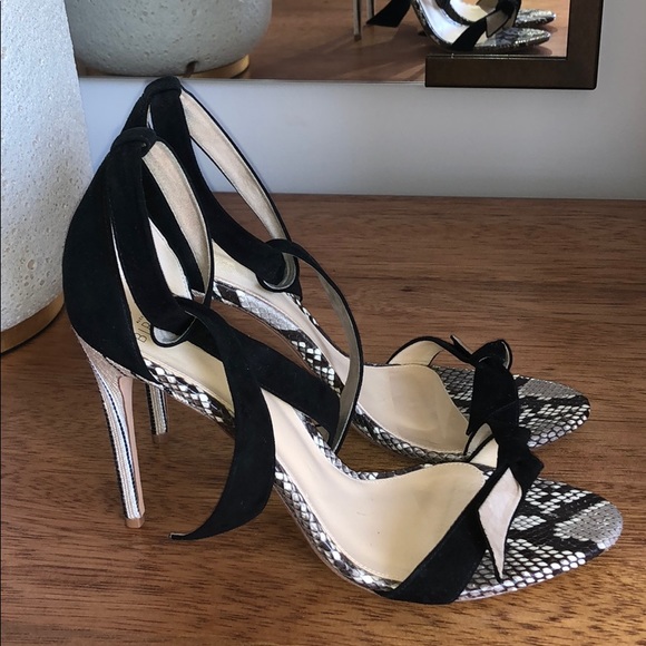 Alexandre Birman Clarita Python/Black Suede Heels - Picture 2 of 7